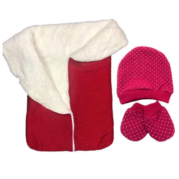 Kit Saída de Maternidade Bebê - Saco de Dormir, Touca e Luvas 100% Algodão para Recém-Nascido