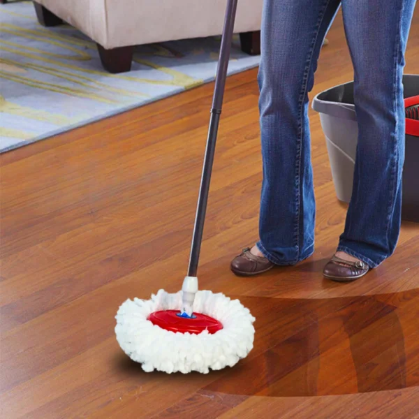Mop Giratorio Com cabo de 140 cm Cesto Em Inox - Balde Centrífuga - C/2 Refil + Dispenser Para Sabão - Image 3