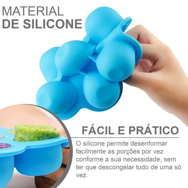Porta Pote Papinha Recipiente Fundo De Silicone Com 6 Divisórias e tampa para introdução alimentar - Image 8