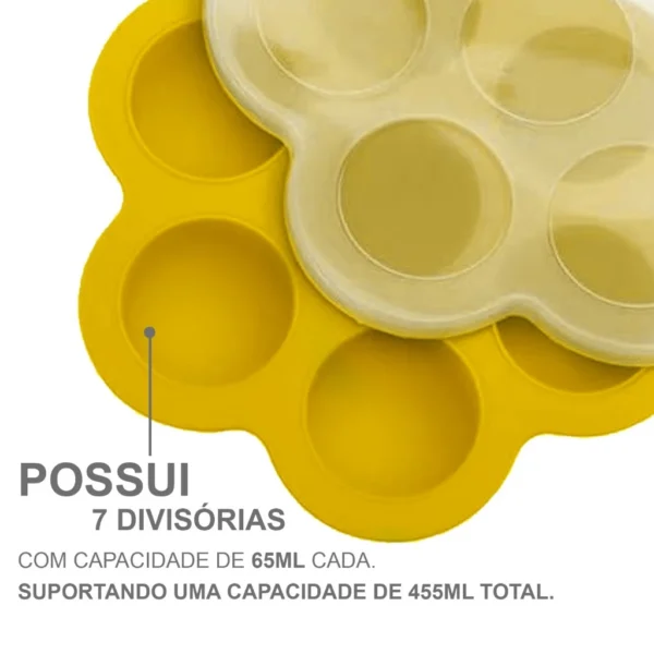 Porta Pote Papinha Recipiente Fundo De Silicone Com 6 Divisórias e tampa para introdução alimentar - Image 6