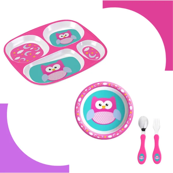 Prato infantil com divisoria kit pratinho com talher e tigela para bebê e criança - Image 8