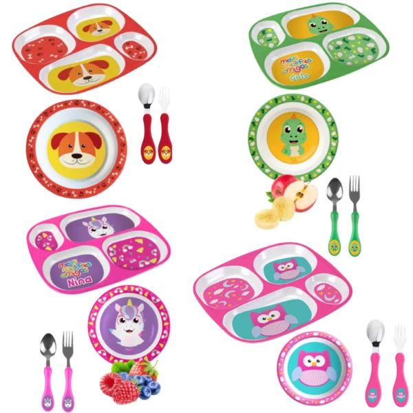 Prato infantil com divisoria kit pratinho com talher e tigela para bebê e criança - Image 3