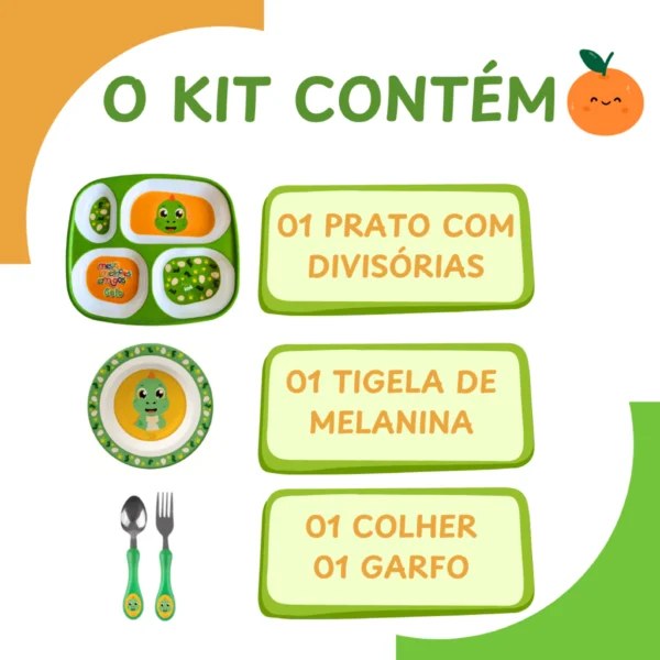 Prato infantil com divisoria kit pratinho com talher e tigela para bebê e criança - Image 2