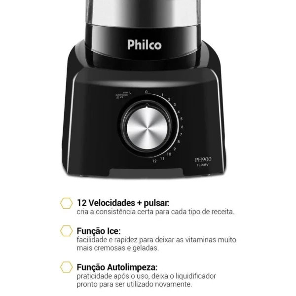 Liquidificador Philco PH900 Preto 1200W - Image 8